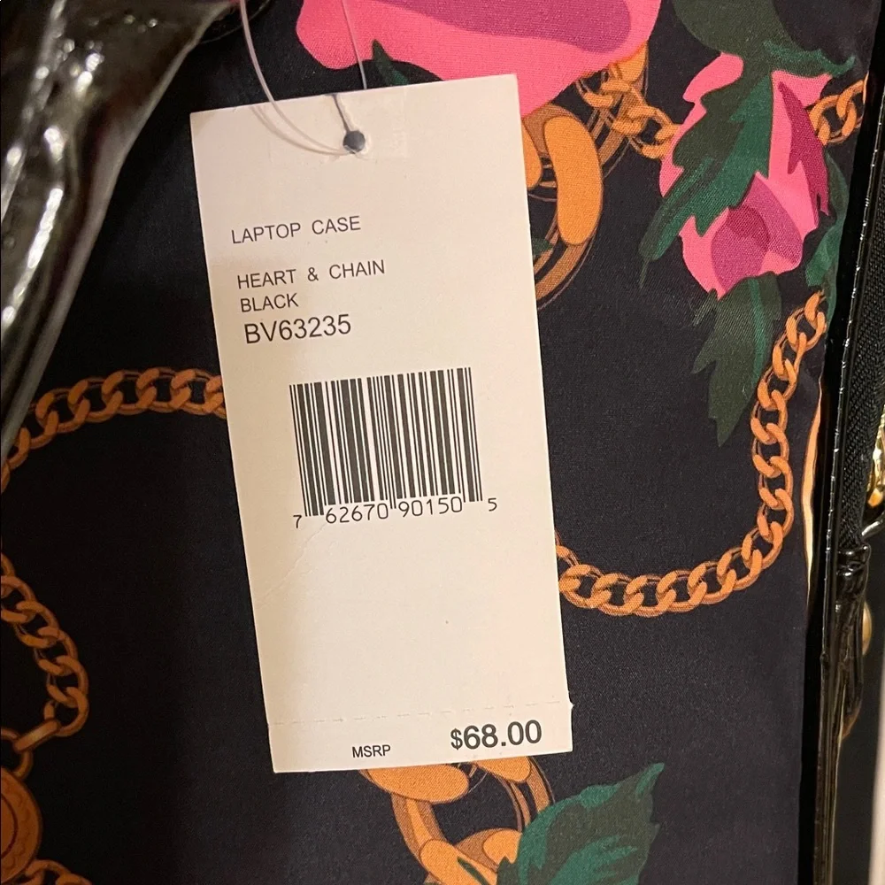 Betsey Johnson Black and Pink Floral Laptop Bag